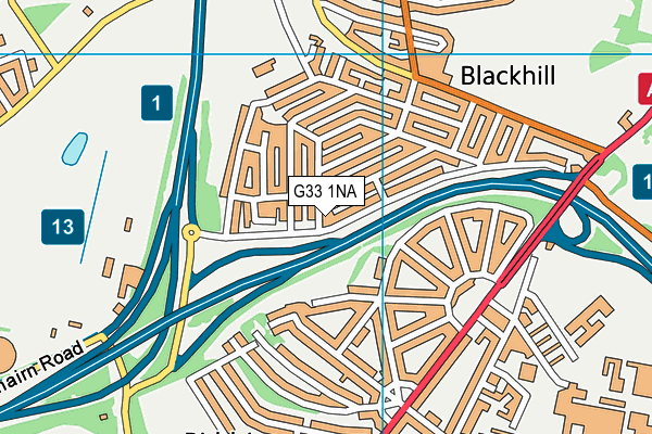 G33 1NA map - OS VectorMap District (Ordnance Survey)