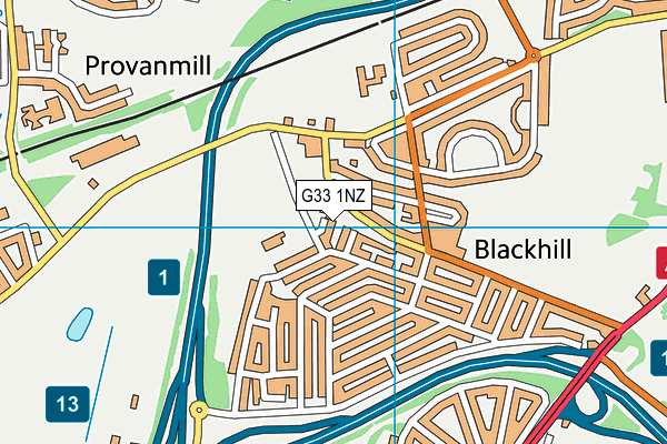 G33 1NZ map - OS VectorMap District (Ordnance Survey)