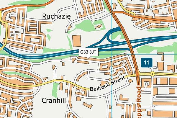 G33 3JT map - OS VectorMap District (Ordnance Survey)