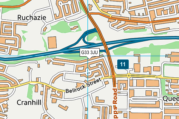 G33 3JU map - OS VectorMap District (Ordnance Survey)