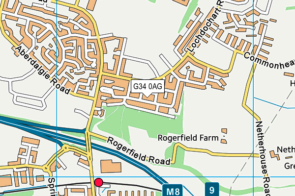 G34 0AG map - OS VectorMap District (Ordnance Survey)