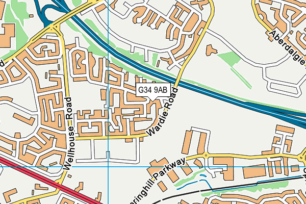 G34 9AB map - OS VectorMap District (Ordnance Survey)