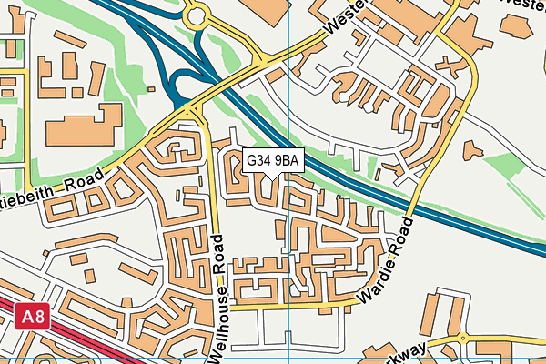 G34 9BA map - OS VectorMap District (Ordnance Survey)