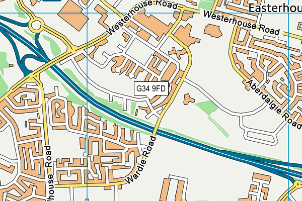 G34 9FD map - OS VectorMap District (Ordnance Survey)