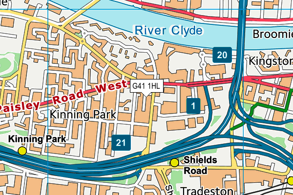 G41 1HL map - OS VectorMap District (Ordnance Survey) G41 1HL map - OS VectorMap District (Ordnance Survey)
