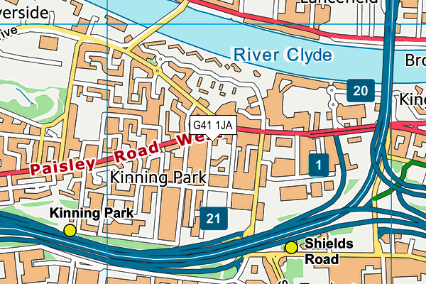 G41 1JA map - OS VectorMap District (Ordnance Survey) G41 1JA map - OS VectorMap District (Ordnance Survey)