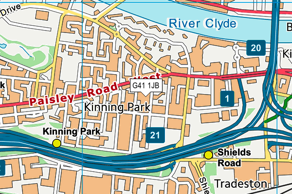 G41 1JB map - OS VectorMap District (Ordnance Survey) G41 1JB map - OS VectorMap District (Ordnance Survey)