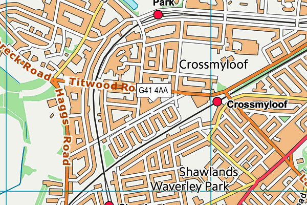 G41 4AA map - OS VectorMap District (Ordnance Survey)