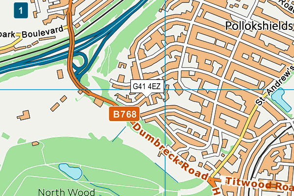 G41 4EZ map - OS VectorMap District (Ordnance Survey) G41 4EZ map - OS VectorMap District (Ordnance Survey)
