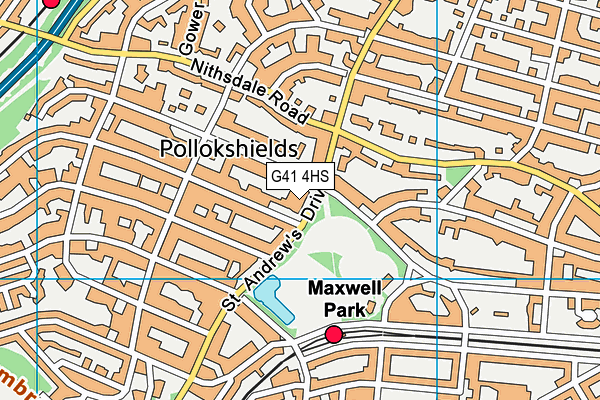 G41 4HS map - OS VectorMap District (Ordnance Survey) G41 4HS map - OS VectorMap District (Ordnance Survey)