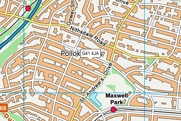 G41 4JA map - OS VectorMap District (Ordnance Survey) G41 4JA map - OS VectorMap District (Ordnance Survey)