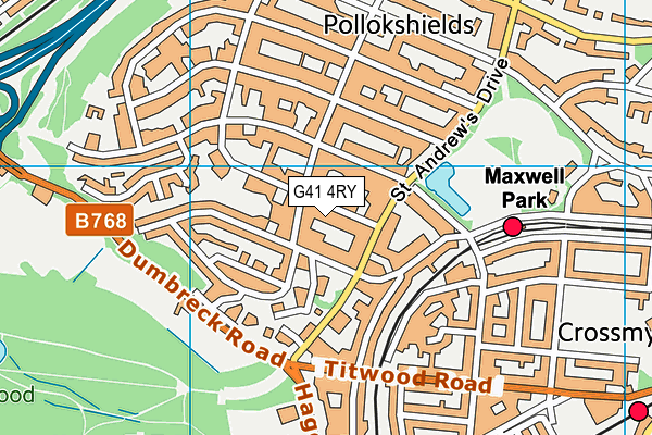 G41 4RY map - OS VectorMap District (Ordnance Survey)