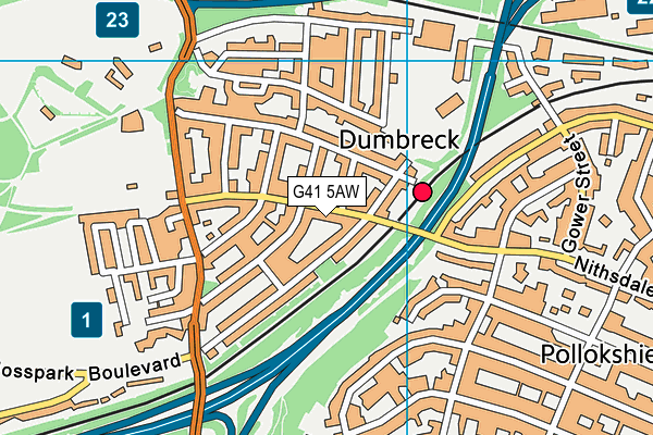 G41 5AW map - OS VectorMap District (Ordnance Survey)