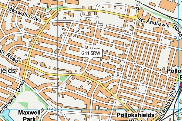 G41 5RW map - OS VectorMap District (Ordnance Survey)