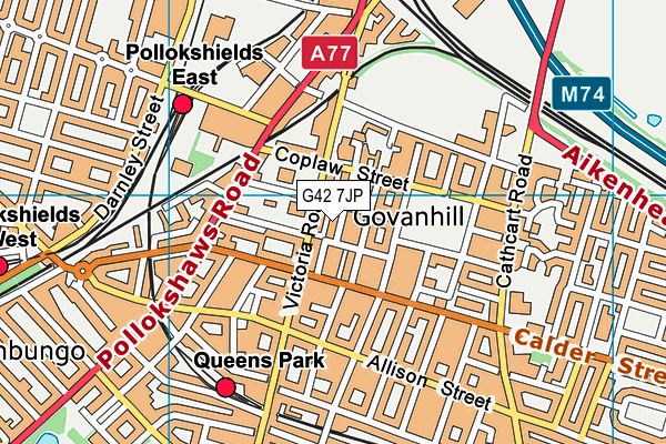 G42 7JP map - OS VectorMap District (Ordnance Survey)