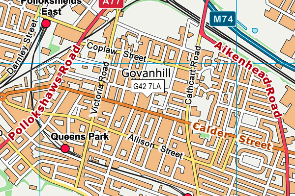 G42 7LA map - OS VectorMap District (Ordnance Survey)