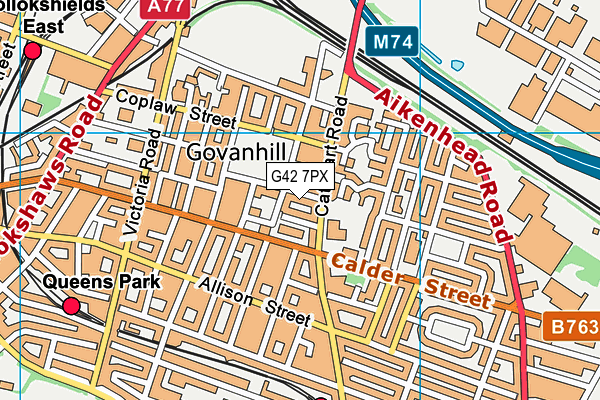G42 7PX map - OS VectorMap District (Ordnance Survey)