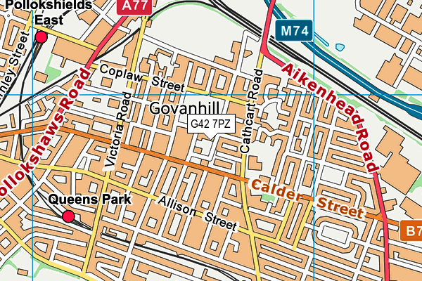 G42 7PZ map - OS VectorMap District (Ordnance Survey)