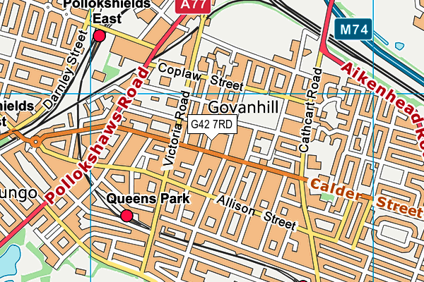 G42 7RD map - OS VectorMap District (Ordnance Survey)