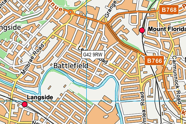 G42 9RW map - OS VectorMap District (Ordnance Survey)