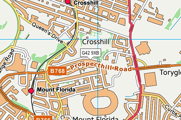 G42 9XB map - OS VectorMap District (Ordnance Survey)