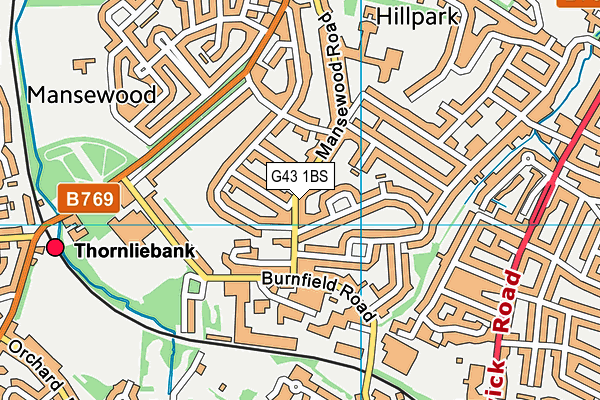 G43 1BS map - OS VectorMap District (Ordnance Survey)