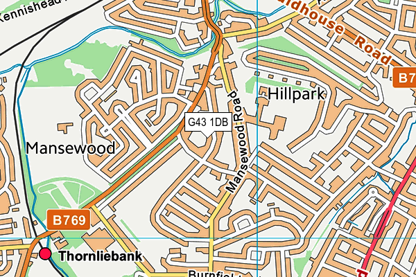 G43 1DB map - OS VectorMap District (Ordnance Survey) G43 1DB map - OS VectorMap District (Ordnance Survey)