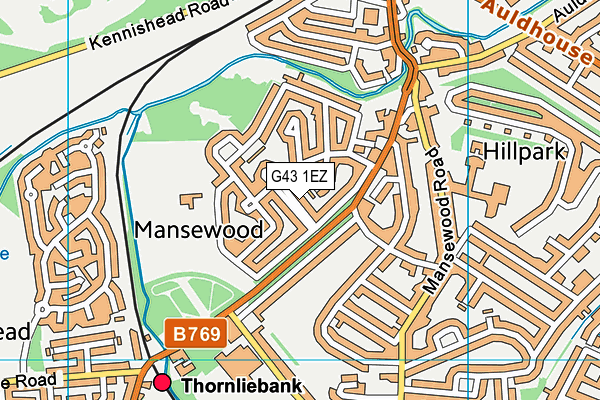 G43 1EZ map - OS VectorMap District (Ordnance Survey)