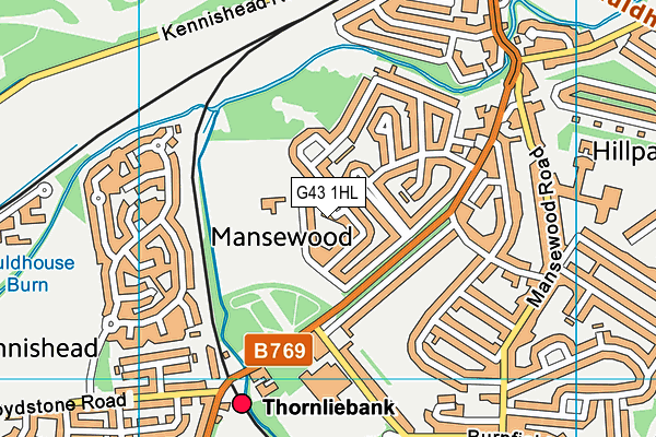 G43 1HL map - OS VectorMap District (Ordnance Survey) G43 1HL map - OS VectorMap District (Ordnance Survey)