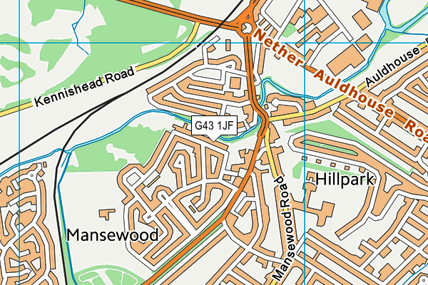 G43 1JF map - OS VectorMap District (Ordnance Survey)