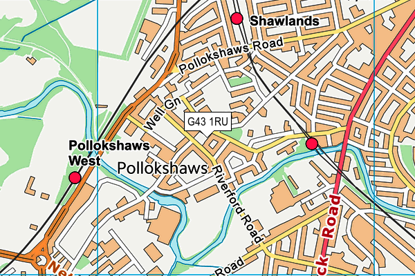 G43 1RU map - OS VectorMap District (Ordnance Survey)
