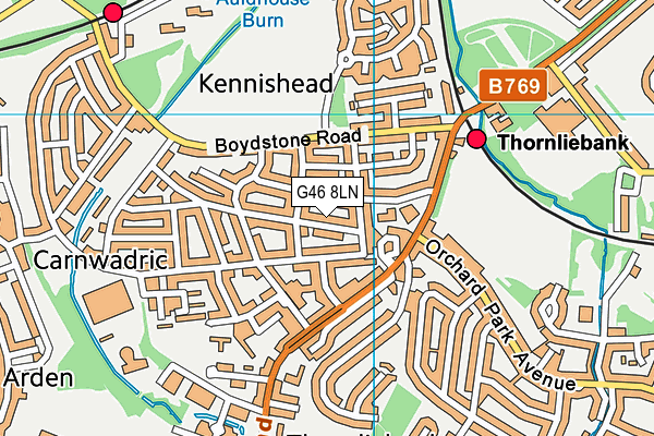 G46 8LN map - OS VectorMap District (Ordnance Survey) G46 8LN map - OS VectorMap District (Ordnance Survey)