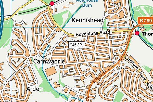 G46 8PJ map - OS VectorMap District (Ordnance Survey)