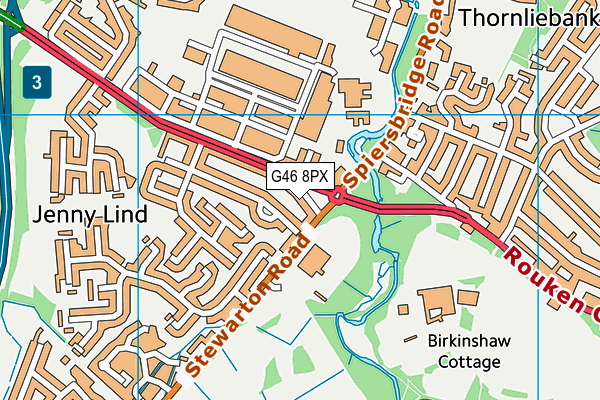 G46 8PX map - OS VectorMap District (Ordnance Survey)