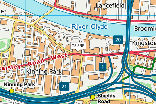 G5 8RE map - OS VectorMap District (Ordnance Survey)