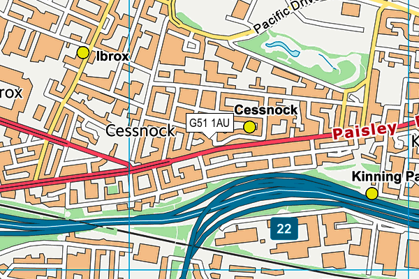 G51 1AU map - OS VectorMap District (Ordnance Survey)