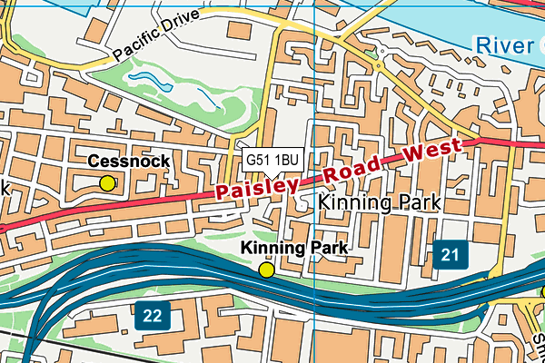 G51 1BU map - OS VectorMap District (Ordnance Survey)