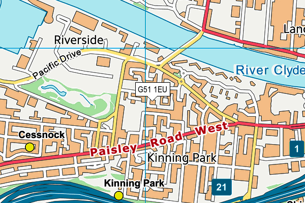 G51 1EU map - OS VectorMap District (Ordnance Survey)