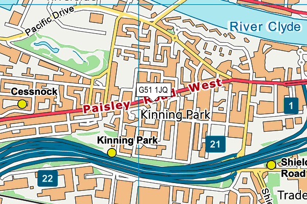 G51 1JQ map - OS VectorMap District (Ordnance Survey)
