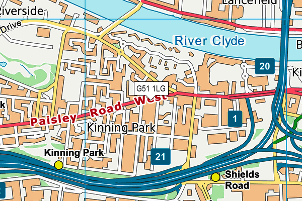 G51 1LG map - OS VectorMap District (Ordnance Survey) G51 1LG map - OS VectorMap District (Ordnance Survey)