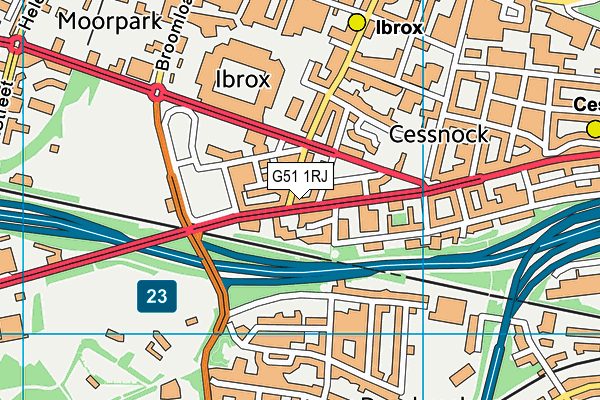 G51 1RJ map - OS VectorMap District (Ordnance Survey)