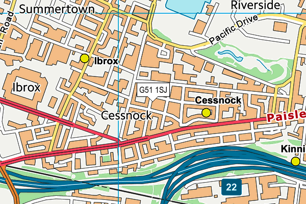 G51 1SJ map - OS VectorMap District (Ordnance Survey)
