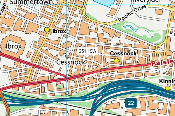G51 1SW map - OS VectorMap District (Ordnance Survey)