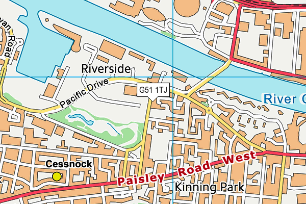 G51 1TJ map - OS VectorMap District (Ordnance Survey)