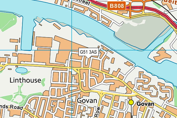 G51 3AS map - OS VectorMap District (Ordnance Survey)