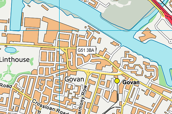 G51 3BA map - OS VectorMap District (Ordnance Survey)