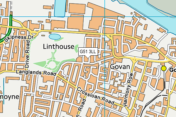 G51 3LL map - OS VectorMap District (Ordnance Survey) G51 3LL map - OS VectorMap District (Ordnance Survey)