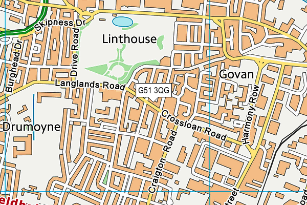 G51 3QG map - OS VectorMap District (Ordnance Survey) G51 3QG map - OS VectorMap District (Ordnance Survey)