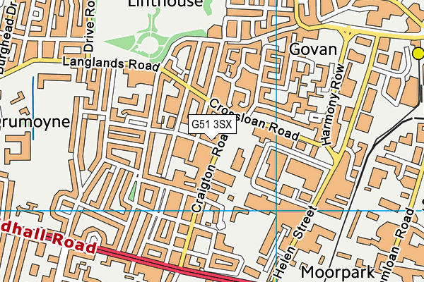G51 3SX map - OS VectorMap District (Ordnance Survey)