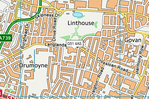 G51 4AS map - OS VectorMap District (Ordnance Survey)